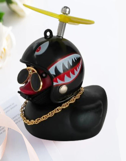 Load image into Gallery viewer, Car Duck with Helmet Broken Wind Pendant Small Yellow Duck Road Bike Motor Helmet Riding Cycling Accessories without Lights

