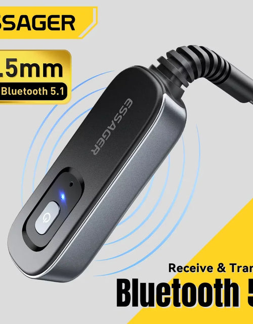 Load image into Gallery viewer, Bluetooth 5.1 Audio Receiver Transmitter 3.5MM 3.5 AUX with Mic Stereo Music Wireless Adapter for PC TV Car Speakers
