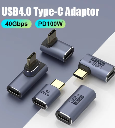 USB 4.0 PD 100W 8K 60Hz Charger Connector for Macbook 40Gbps High Speed USB C OTG U-Shape Straight Angle Male to Female Adapter