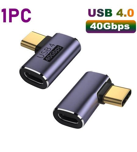 USB 4.0 PD 100W 8K 60Hz Charger Connector for Macbook 40Gbps High Speed USB C OTG U-Shape Straight Angle Male to Female Adapter