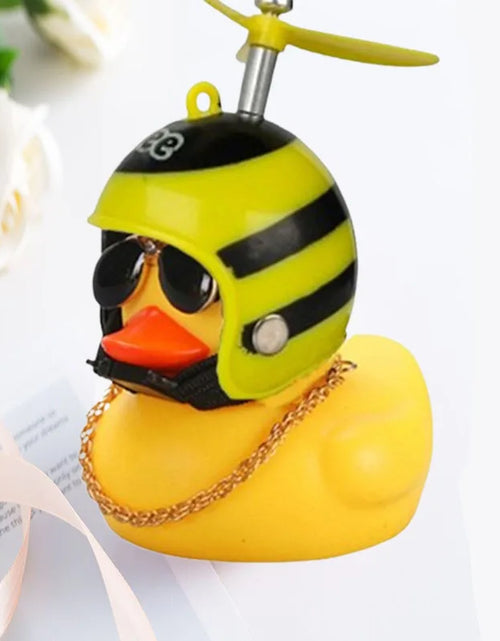 Load image into Gallery viewer, Car Duck with Helmet Broken Wind Pendant Small Yellow Duck Road Bike Motor Helmet Riding Cycling Accessories without Lights
