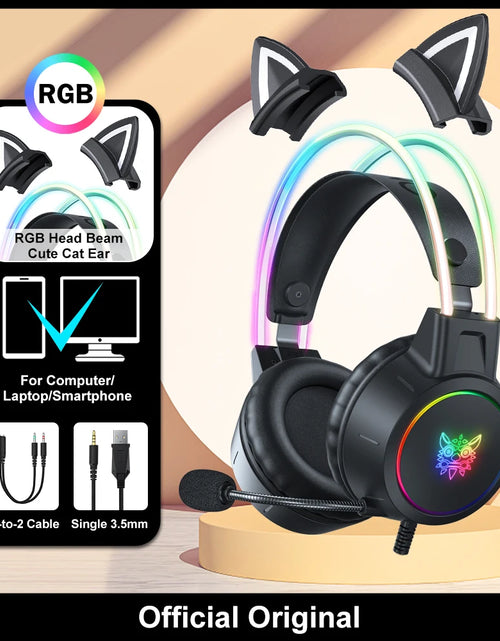 Load image into Gallery viewer, X15 Pro Wired Headphones with RGB Head Beam Flexible Mic Button Control Gaming Headset Gamer for Compute PC
