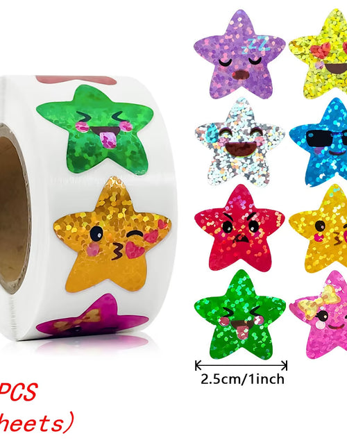Load image into Gallery viewer, 50-500Pcs Colorful Star Stickers for Kids Reward School Classroom Adhesive Holographic Star Stickers for Teachers DIY Craft
